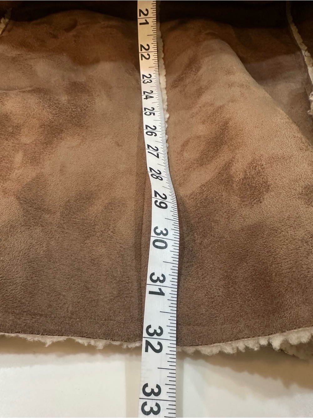 Outer Edge Y2K Faux Suede & Sherpa Lined Hooded Knee Length Coat Size Large - Picture 11 of 11